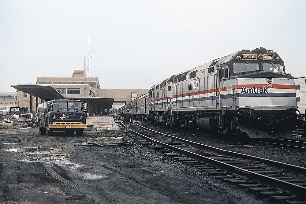 Amtrak Toledo services passenger train at station