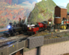 scene with two locomotives on layout