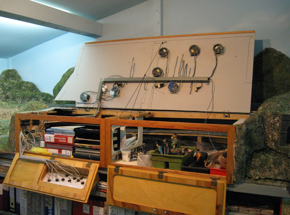 section of layout with access doors open