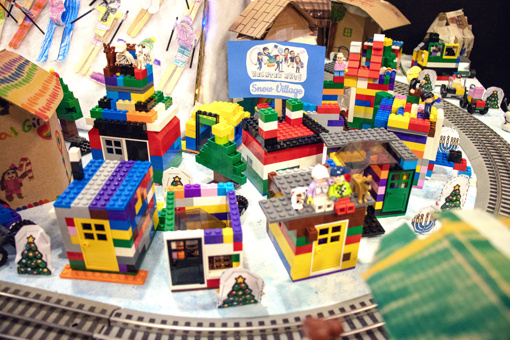 LEGO buildings on layout