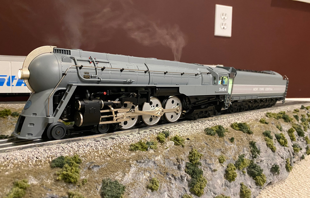 steam locomotive on layout
