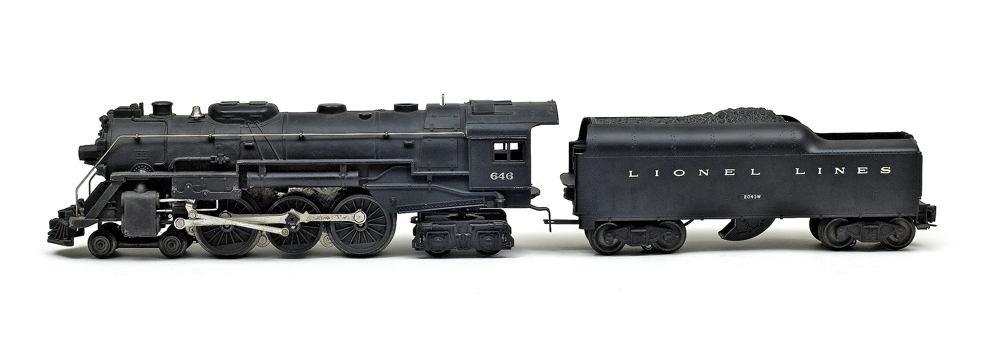 vintage model toy train steam engine: postwar Lionel No. 646 Hudson