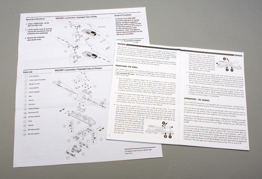 Photo showing paperwork included with switchers.