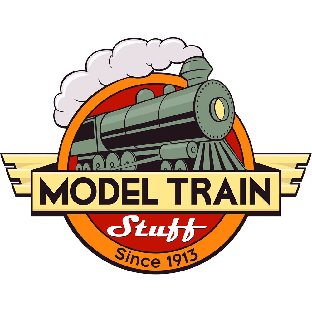 Future of M.B. Klein: a logo featuring a steam train in front of a red circle with a yellow banner bearing text which reads "Model Train Stuff"