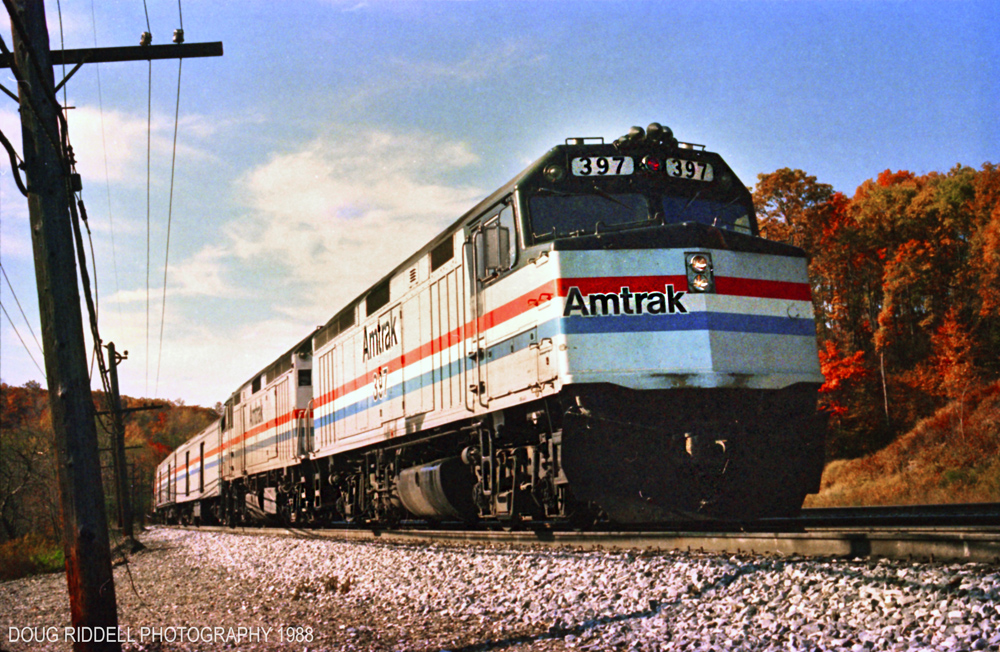 1980s Amtrak train on track