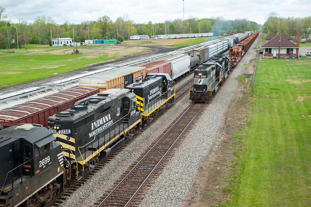 three trains on track