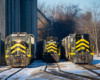 three locomotives in a row