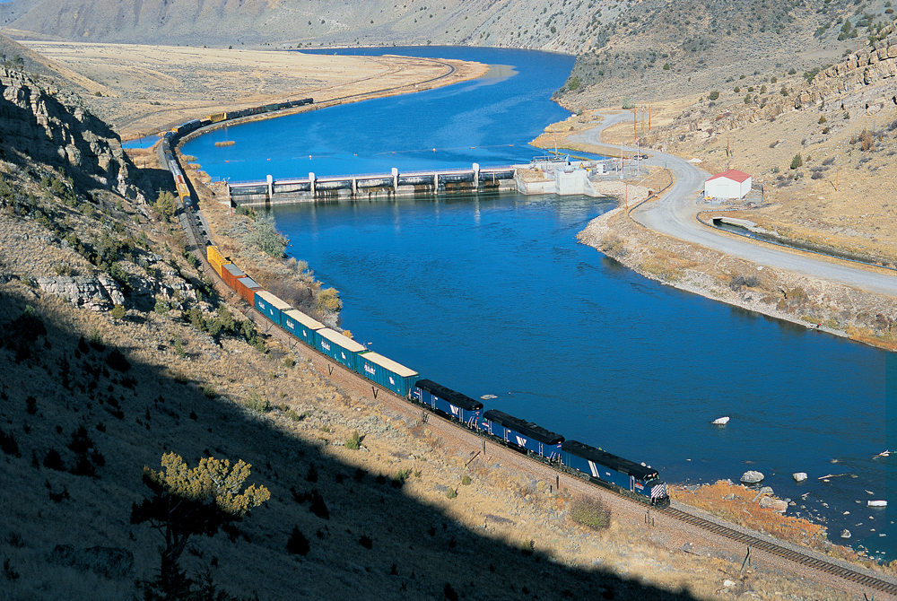 huge river with locomotive in front