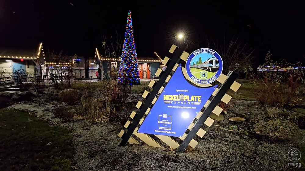 sign in front of train station