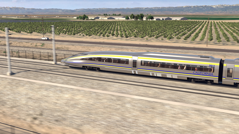 Rendering of first car silver high speed train