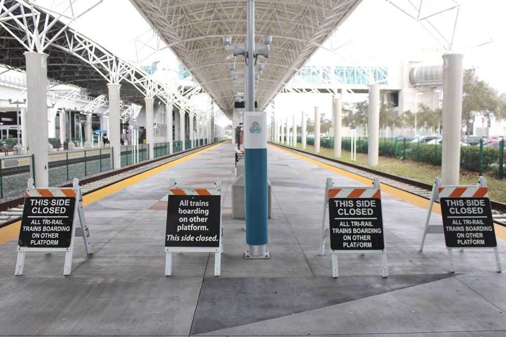 Blocked-off platform at passenger station