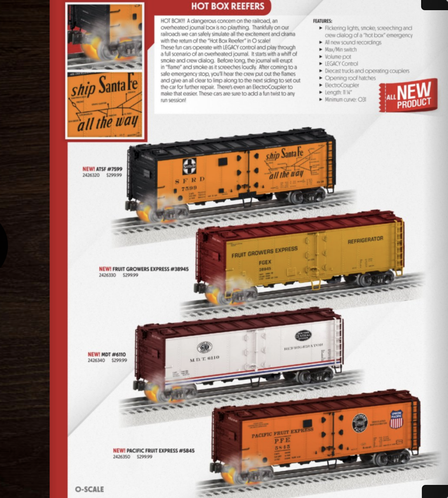 models of several reefer cars