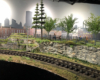 corner scene of model railway with trees