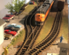 locomotive on track on model railroad