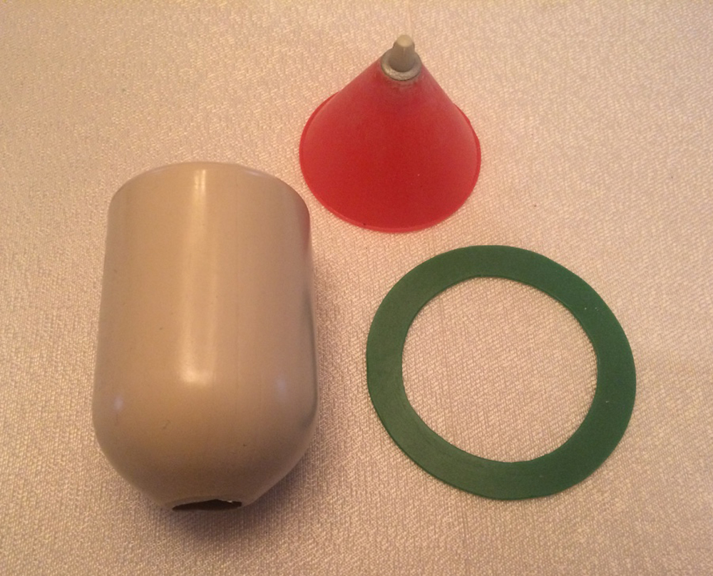 tan, red, and green plastic pieces