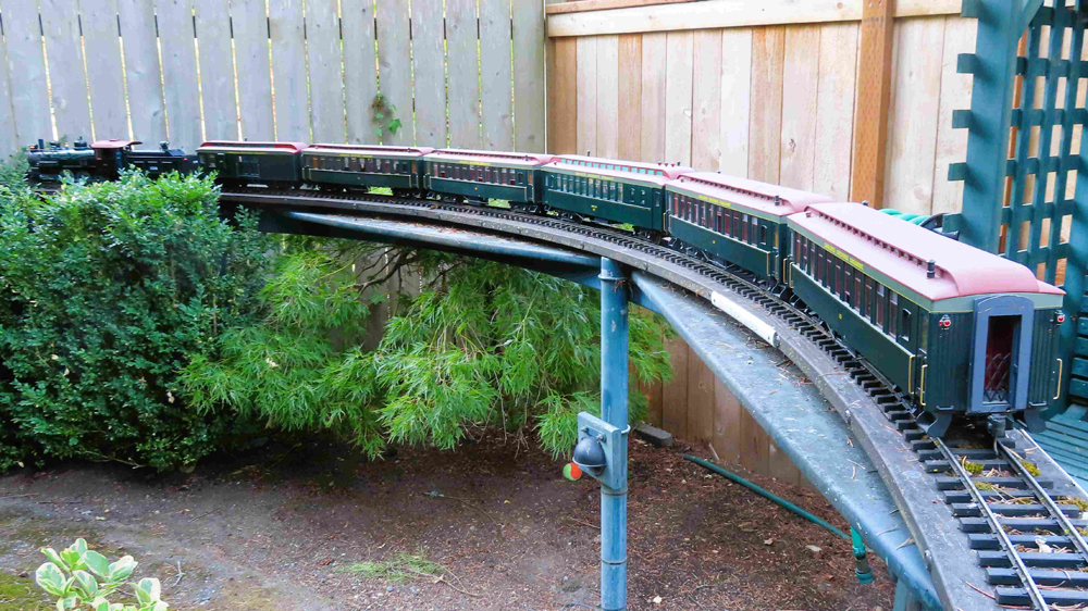 passenger train on elevated track