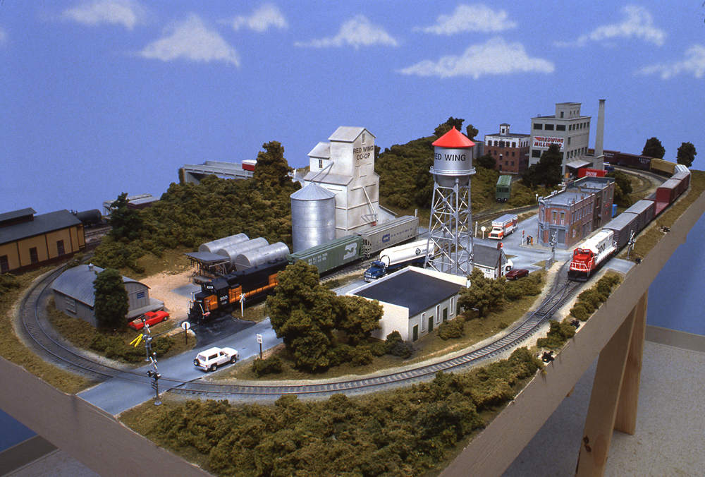 Overall photo of 4 x 8-foot HO scale model railroad.