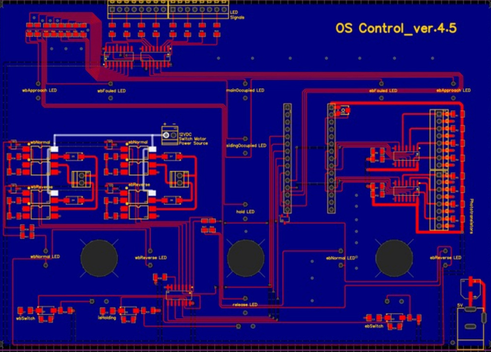 A diagram of a wiring layout of a PCB