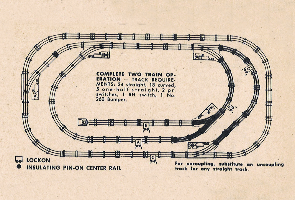  vintage drawing of a toy train track plan