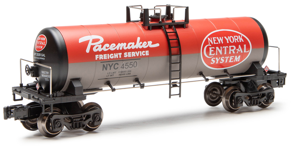 red and gray model tank car