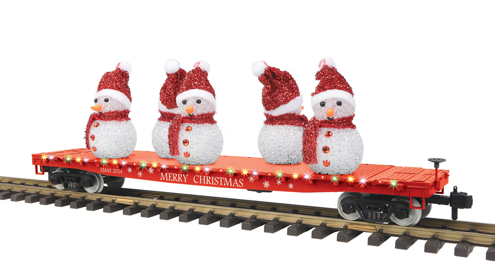 snowmen on flatcar