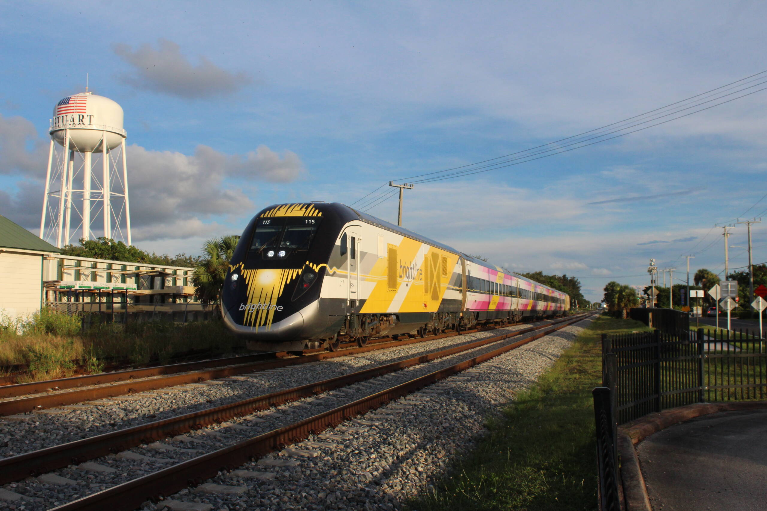 Brightline train on straight track