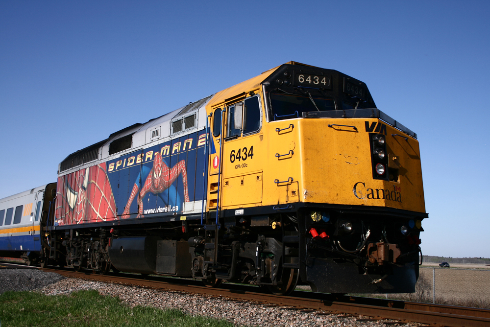 locomotive with spiderman on it