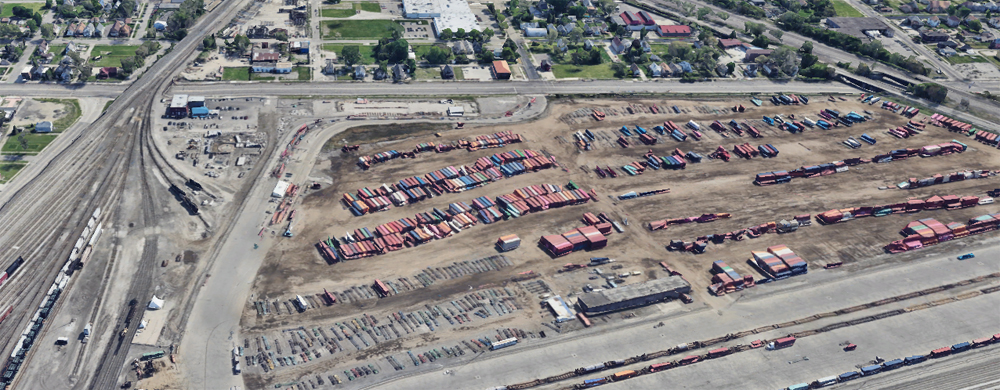 Aerial view of intermodal yard