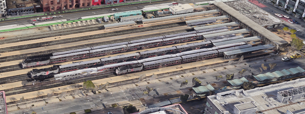 Aerial view of commuter-train station