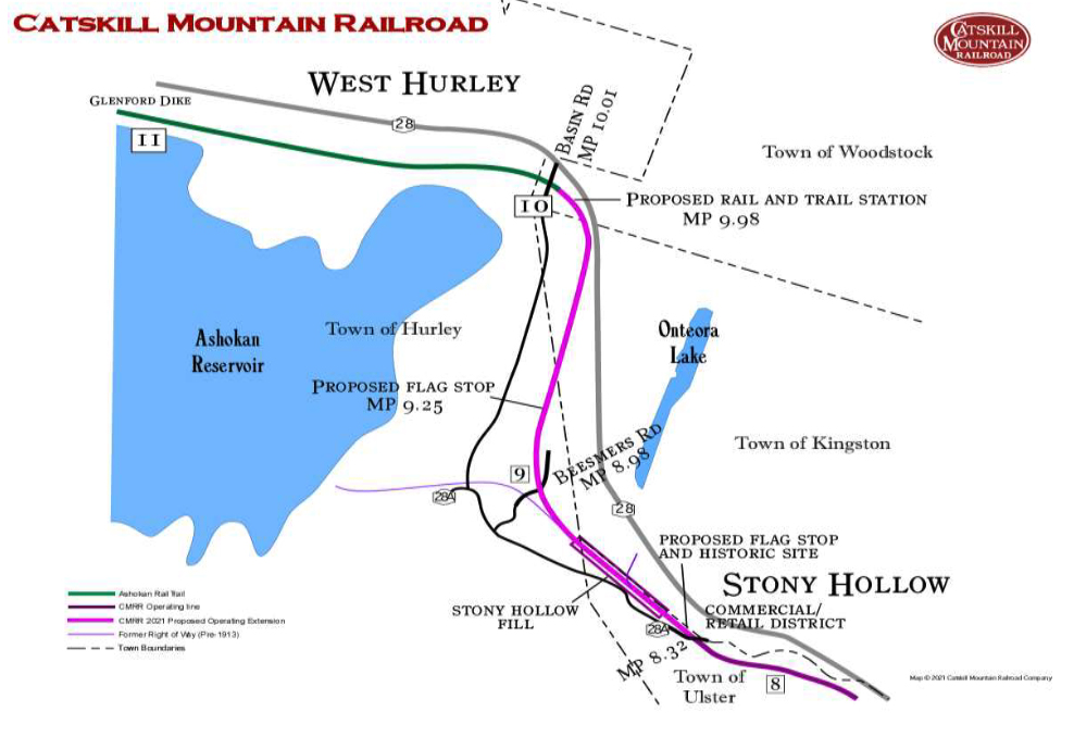 Map of planned addition to Catskill Mountain Railroad route.