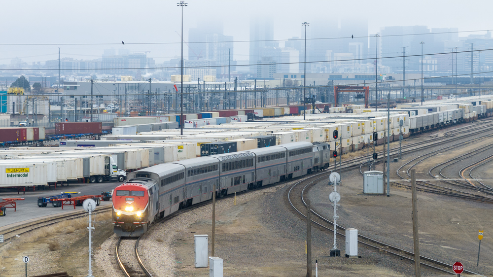 Passenger train with locomotives at each end