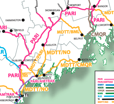 Portion of Maine rail map