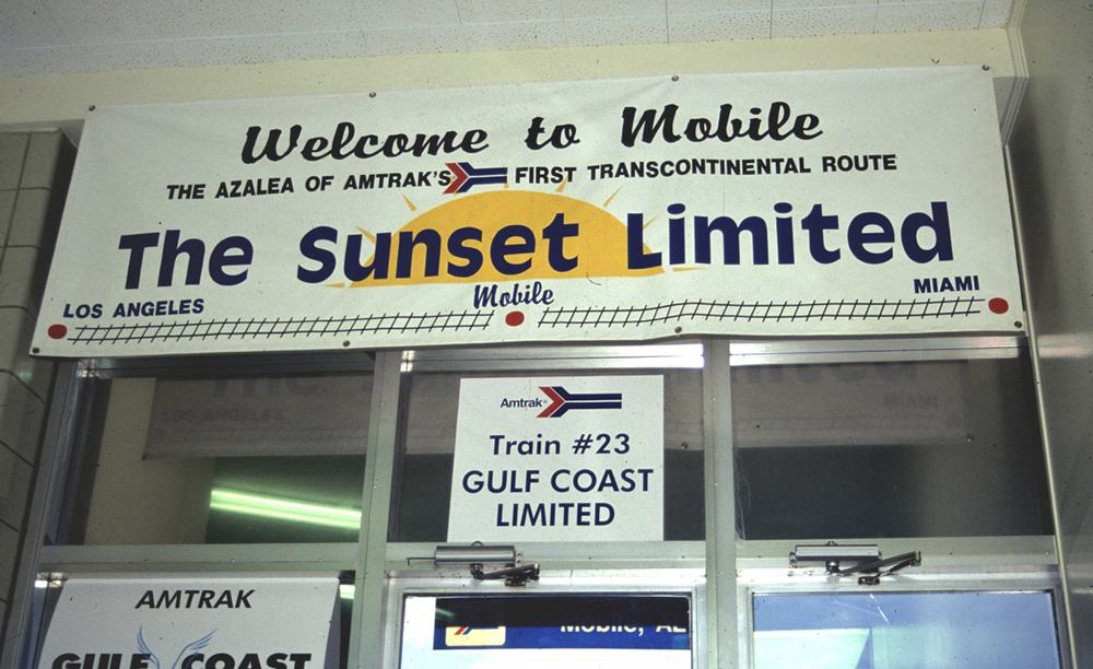Sign for Sunset Limited at Mobile, Ala., station