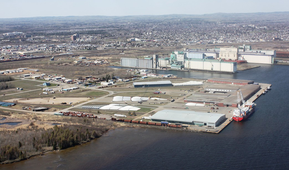 Aerial view of facility at port