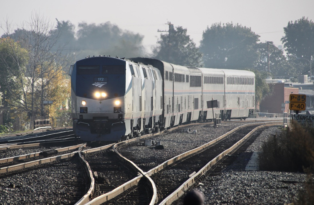 Passenger train rounds curve