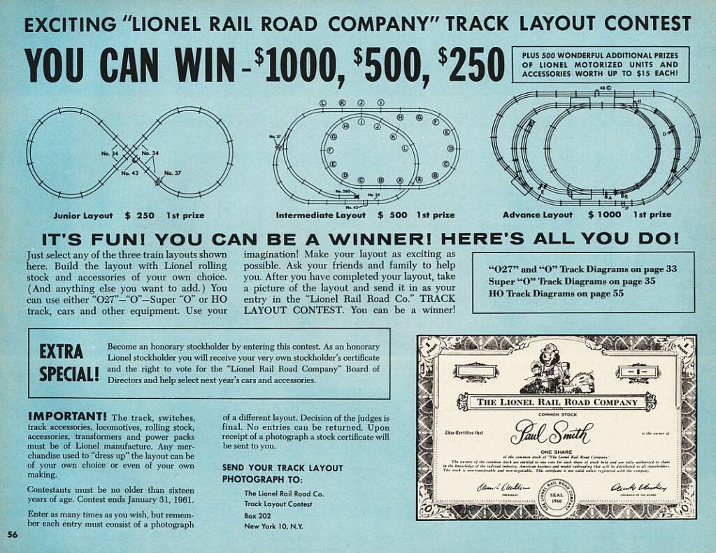 vintage track planning contest ad