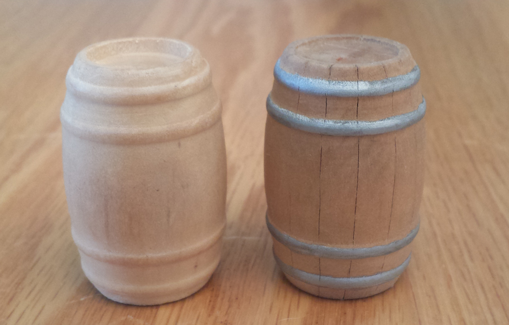 two model wood barrels
