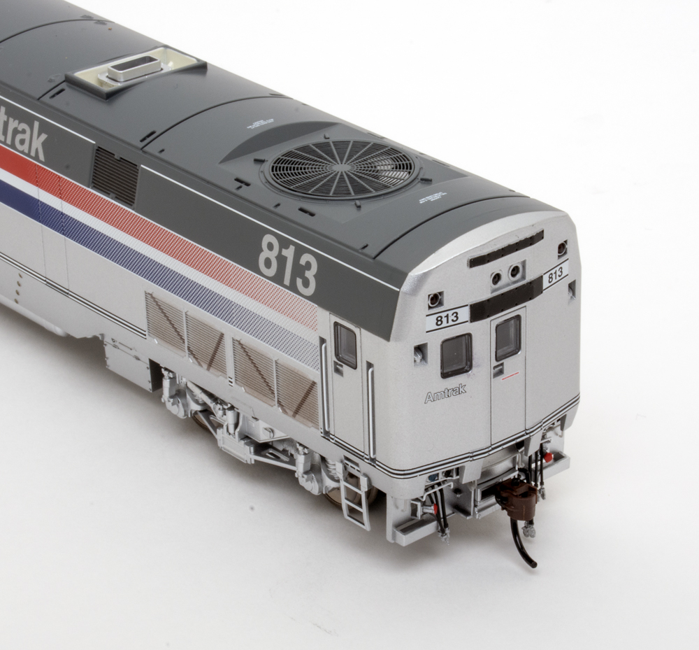 Color photo showing rear of HO scale diesel locomotive.