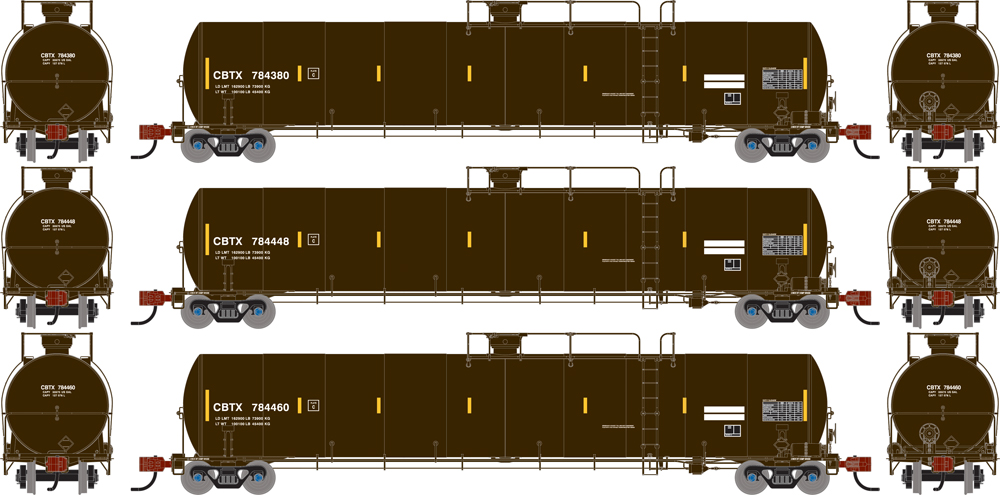 A model tank car in a black paint scheme