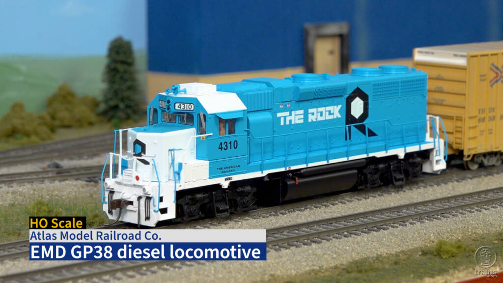 Atlas HO scale EMD GP38 in Rock Island Rail paint.