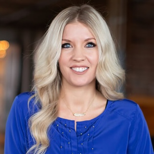 Woman in blue blouse