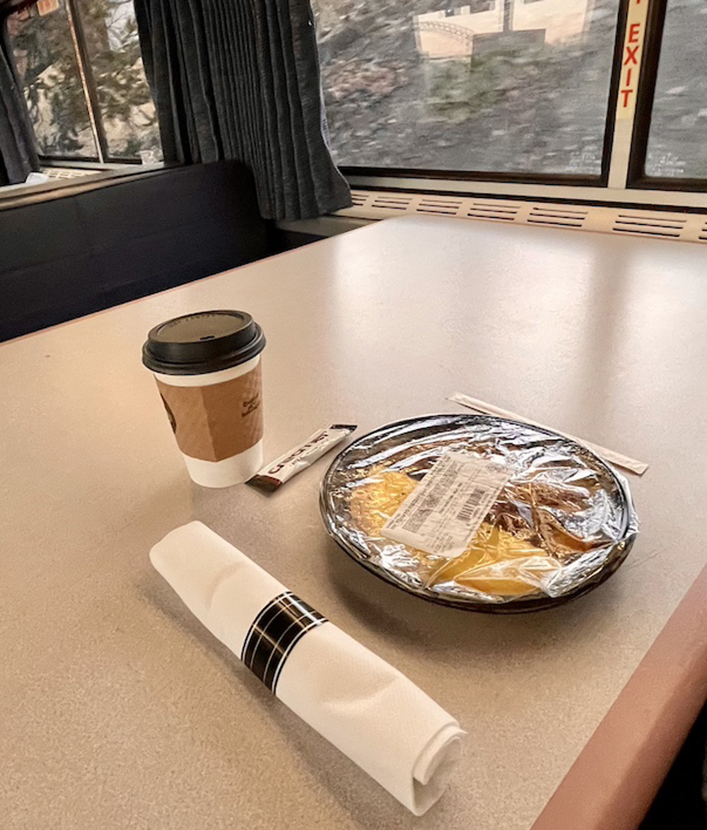 Amtrak food on table in train