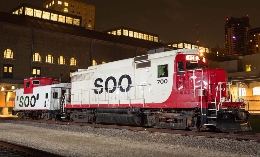 red and white SOO train