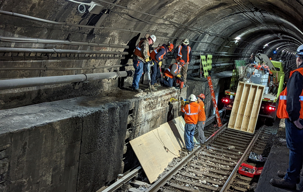 Work crew in tunnel