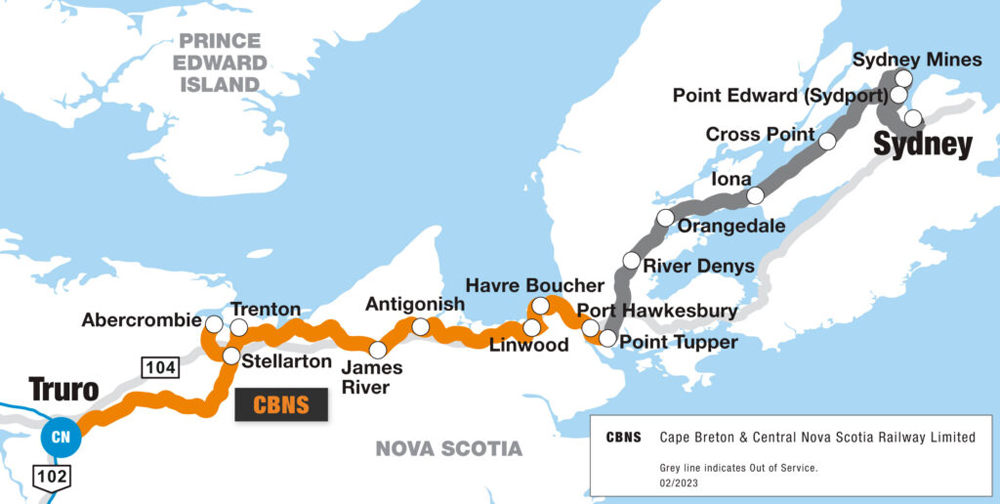 Map of railroad in Nova Scotia