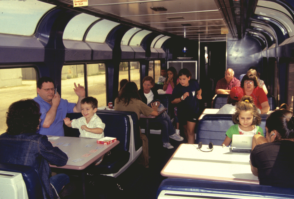 Lounge car filled with people