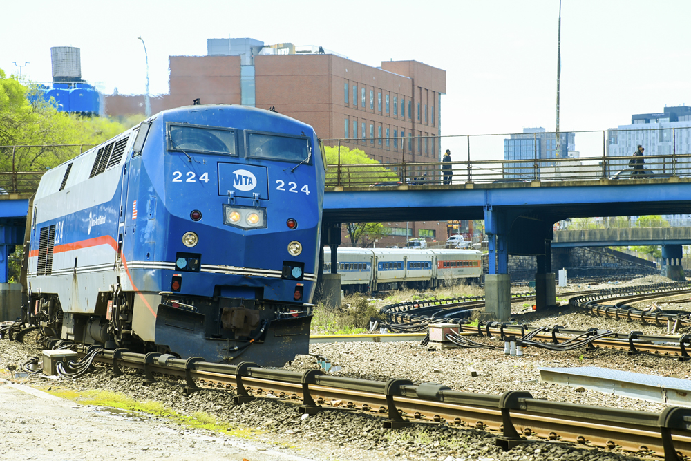 Commuter train rounds sharp curve