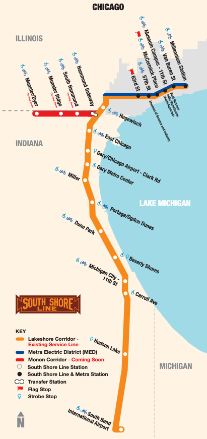 Map of South Shore Line