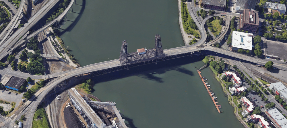 Aerial view of bridge