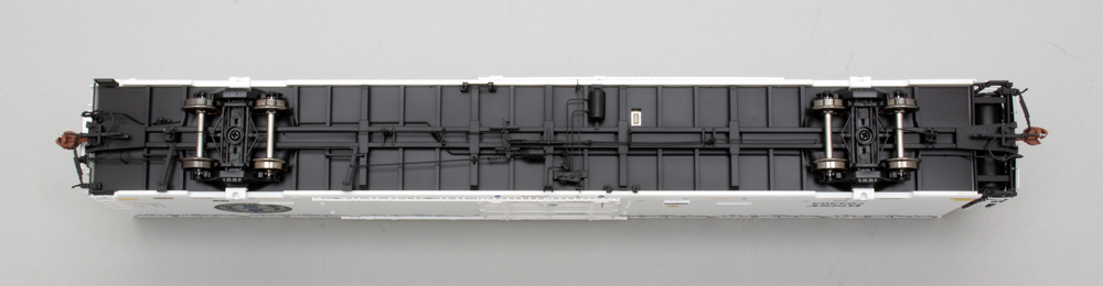 Color photo showing underbody of HO scale freight car.